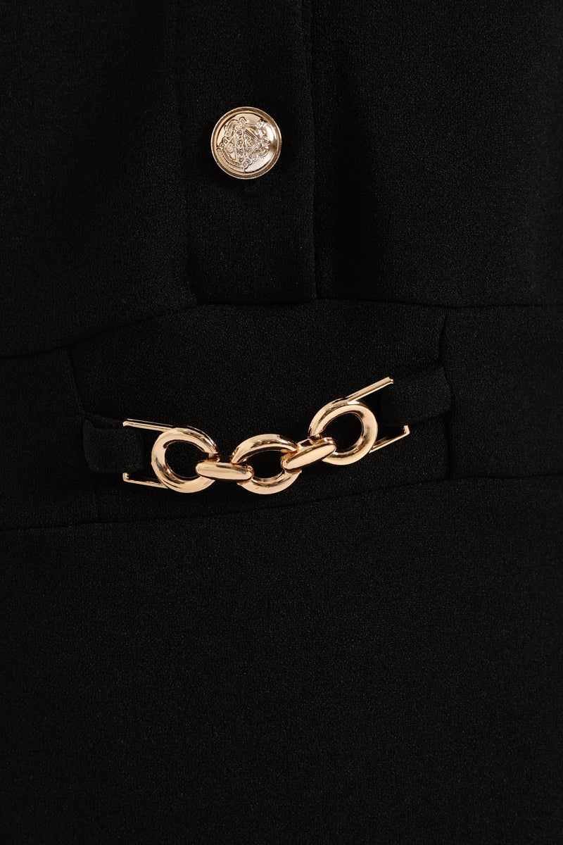 Box Pleated Preppy Dress - Black