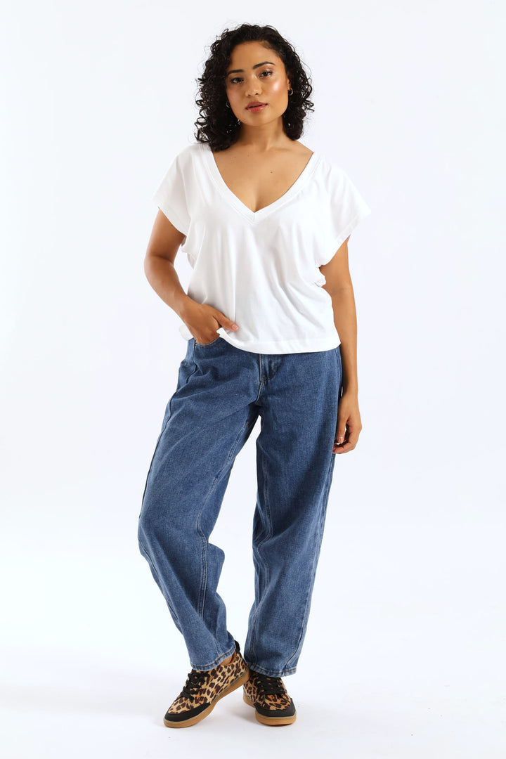 Boxy V-Tee - White