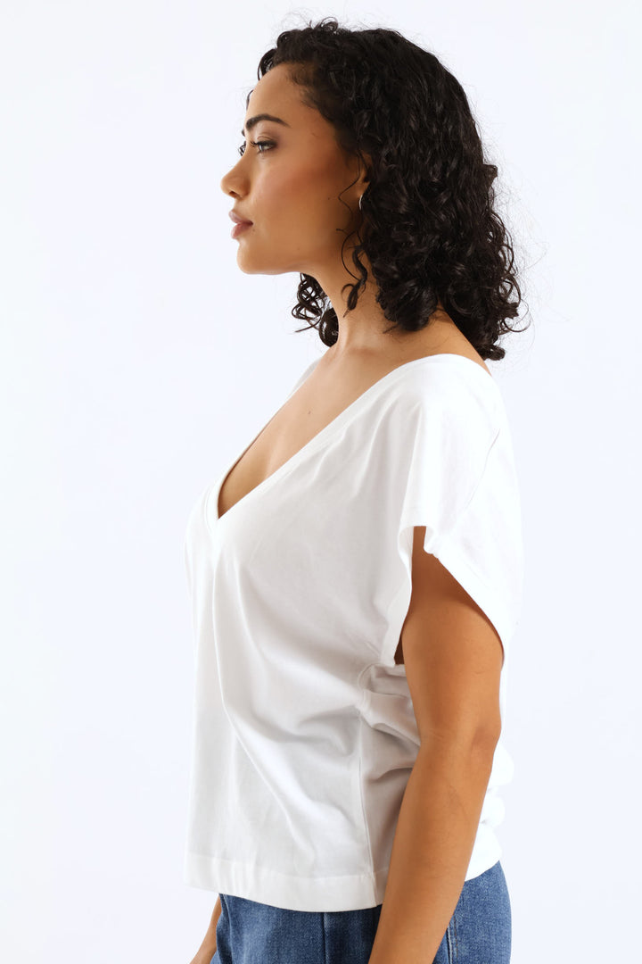 Boxy V-Tee - White