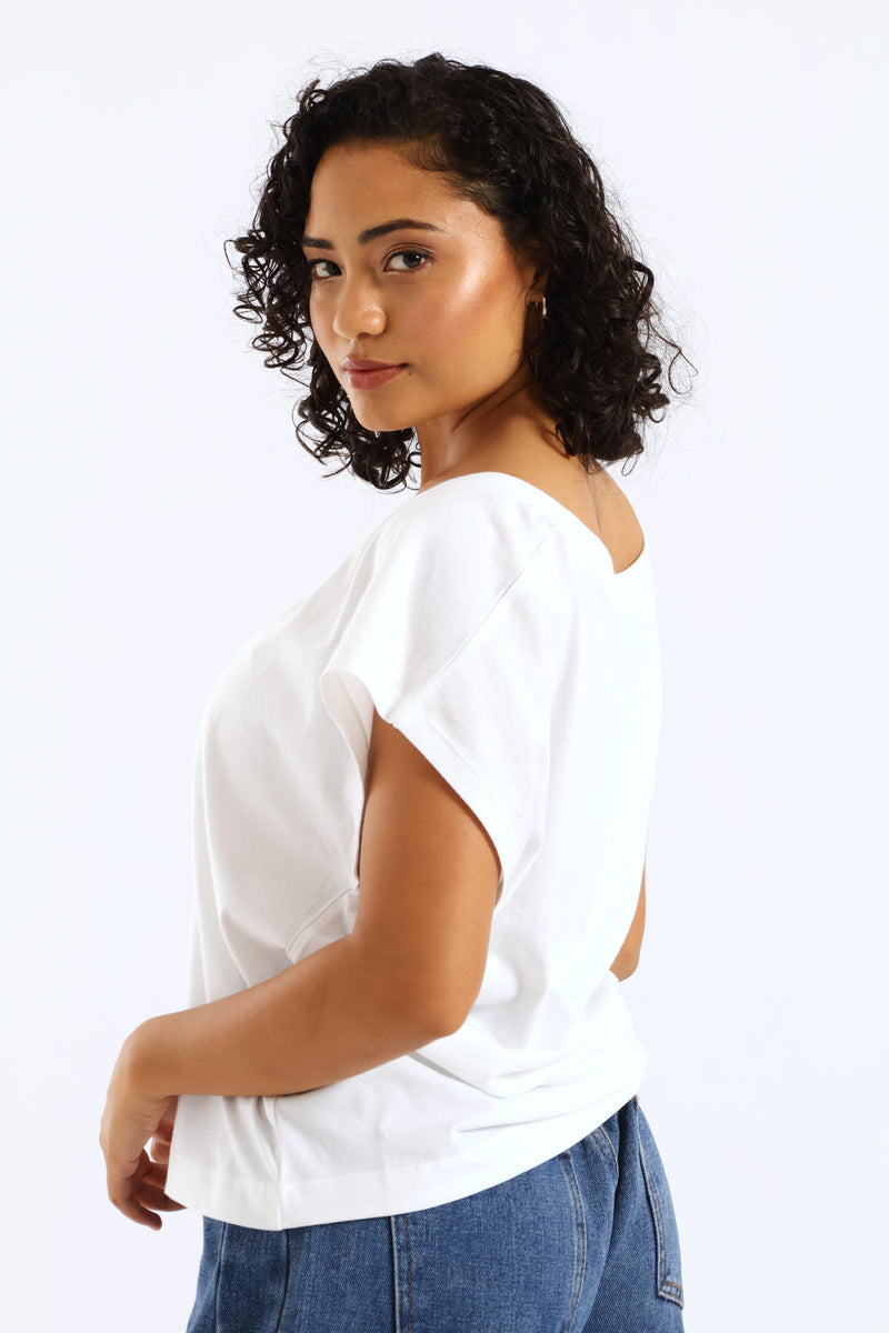 Boxy V-Tee - White