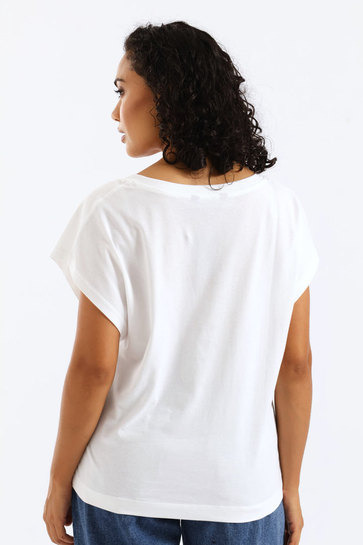Boxy V-Tee - White