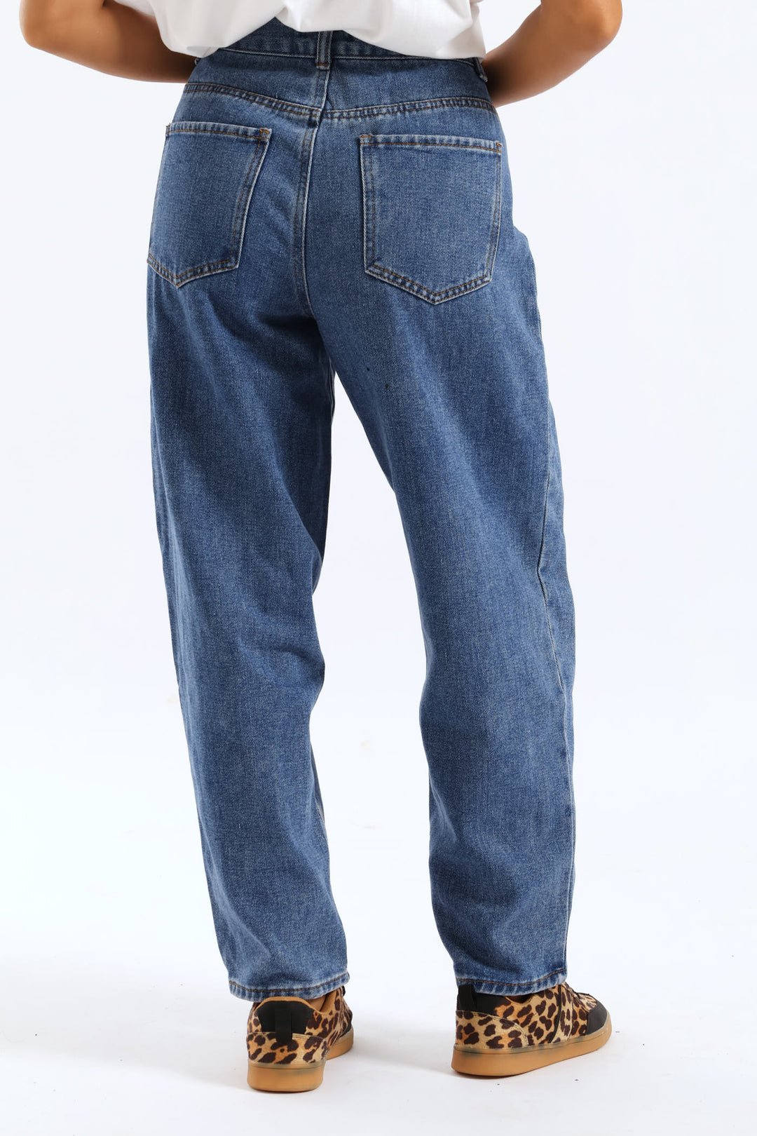 Side Panel Barrel Denim - Mid Blue