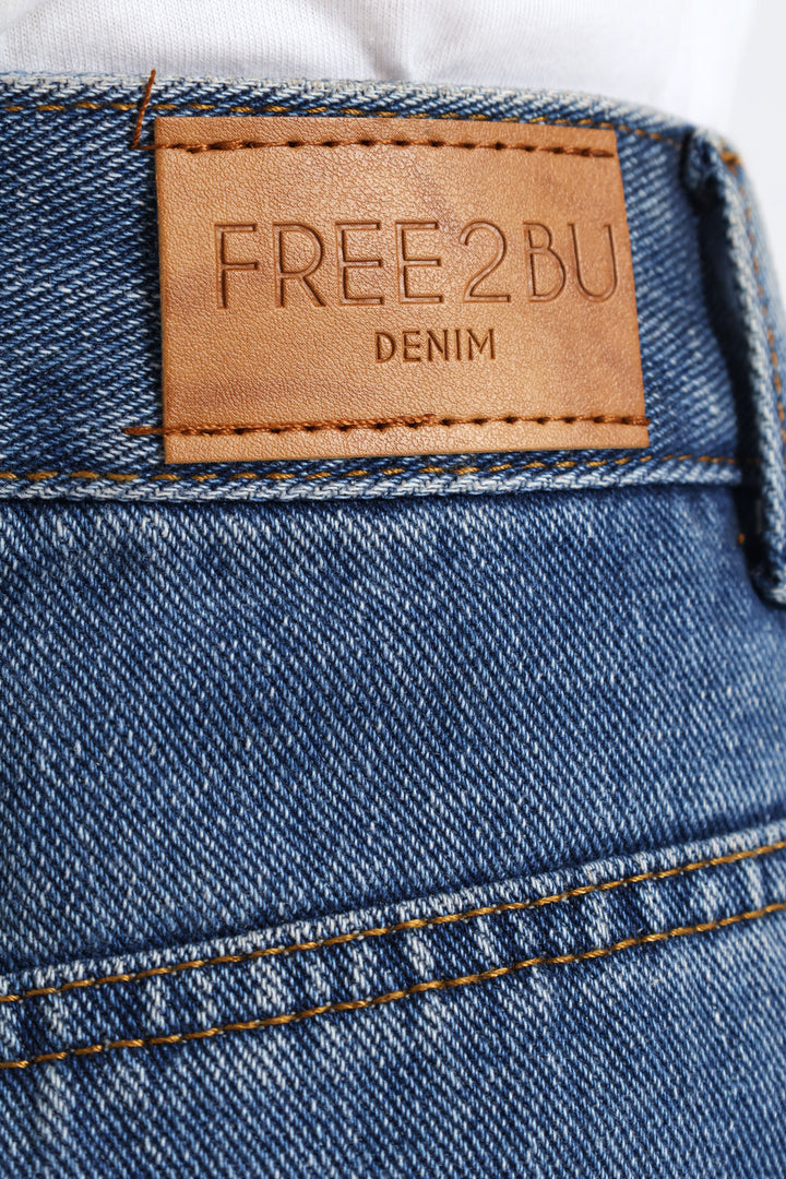 Side Panel Barrel Denim - Mid Blue