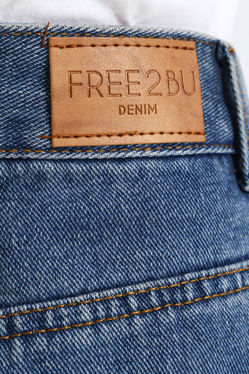 Side Panel Barrel Denim - Mid Blue