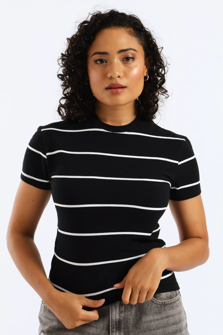 Yarn-Dye Stripe Tee - Black