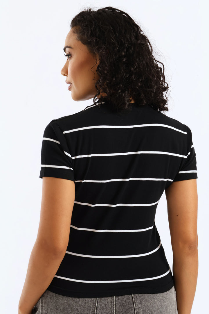 Yarn-Dye Stripe Tee - Black