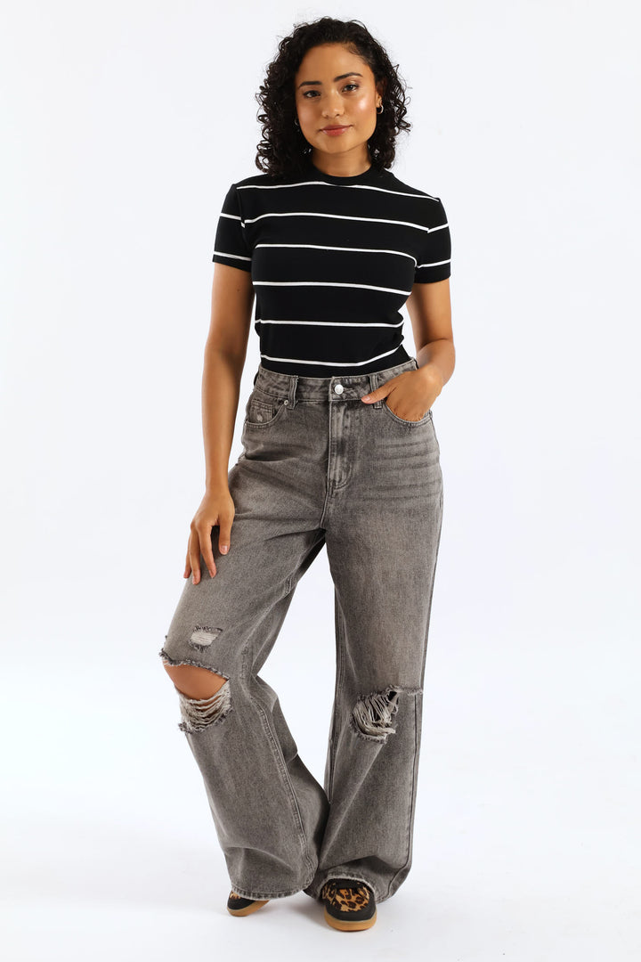 Ripped Baggy Jean - Grey