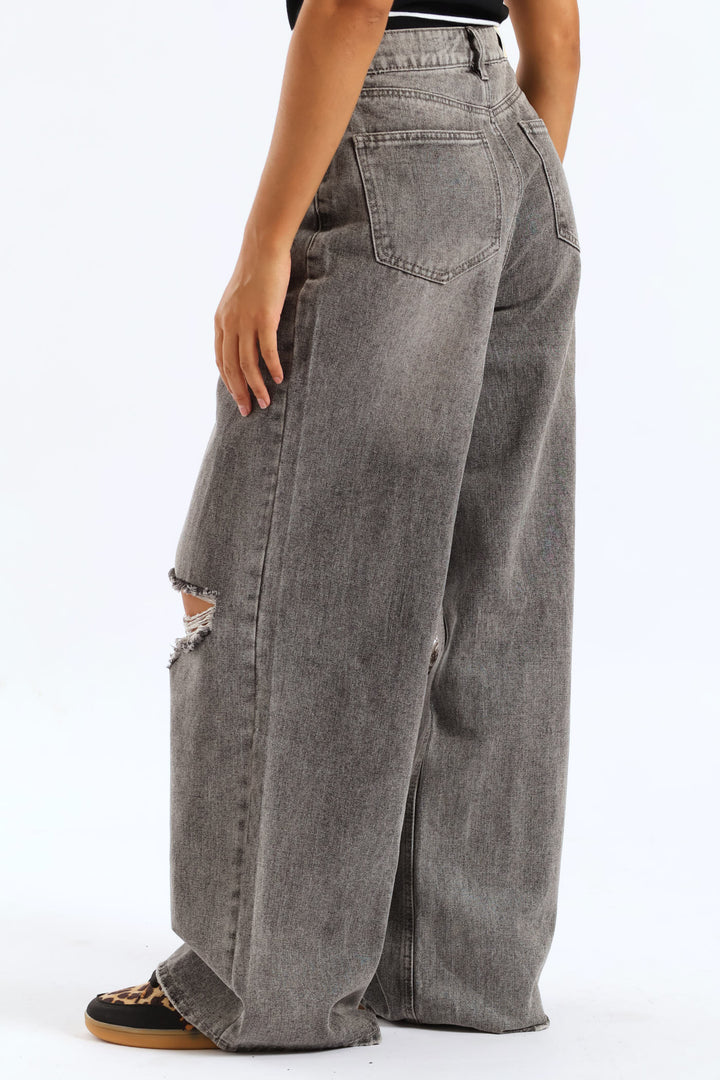 Ripped Baggy Jean - Grey