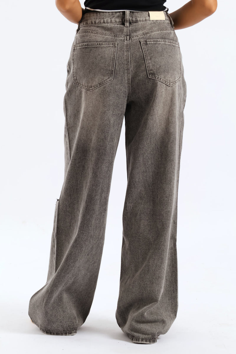 Ripped Baggy Jean - Grey