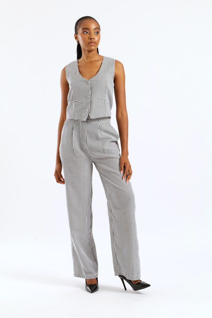 Striped Waistcoast - Charcoal