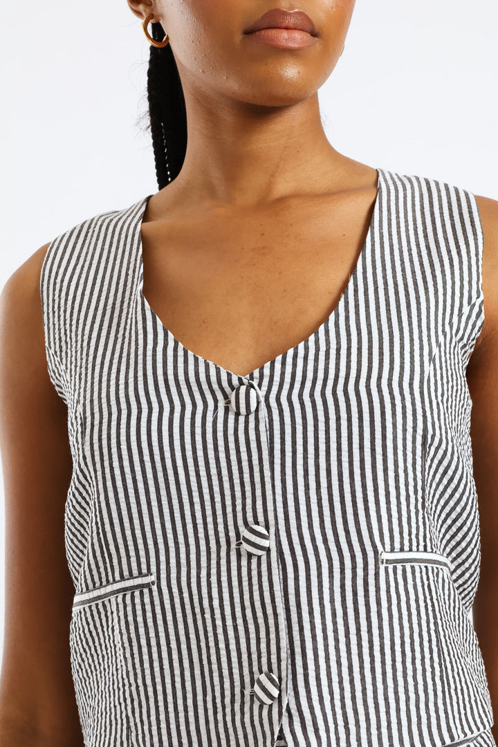 Striped Waistcoast - Charcoal