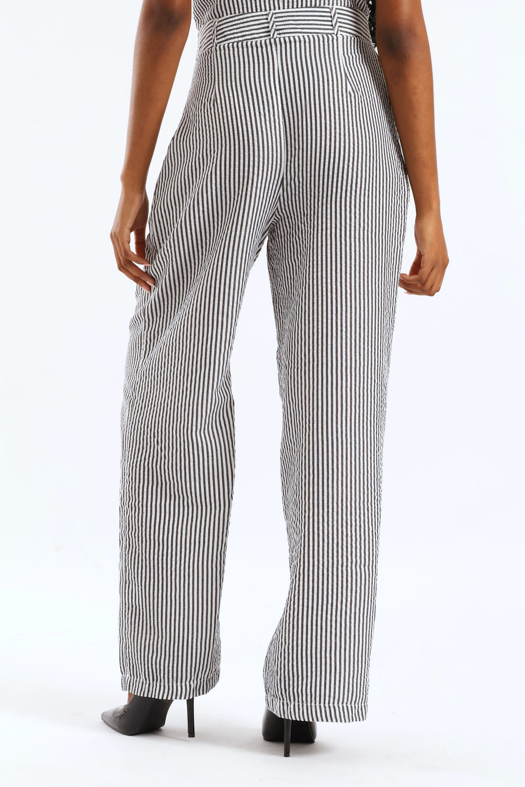 Striped Wide Leg Pant - Charcoal