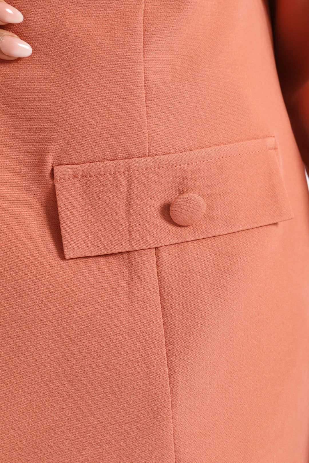 Ruched Sleeve Pocket Button Blazer - Dusty Pink