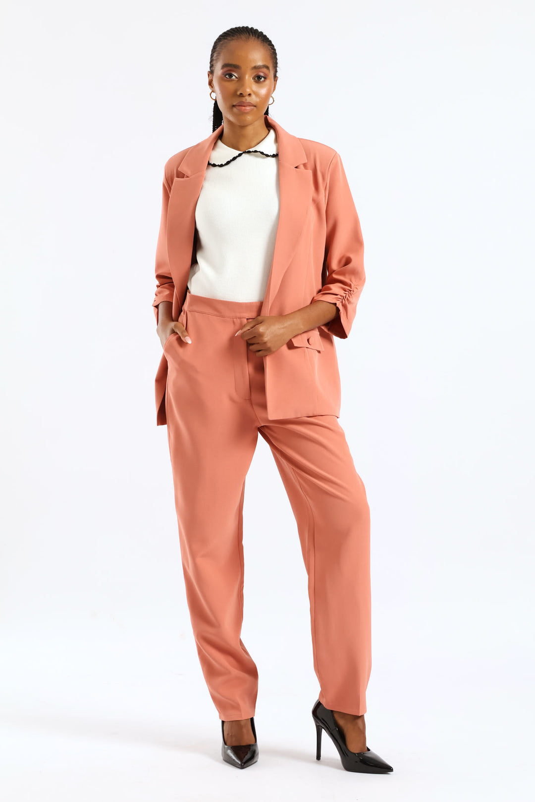 Extended Tab Tapered Leg Pant - Dusty Pink