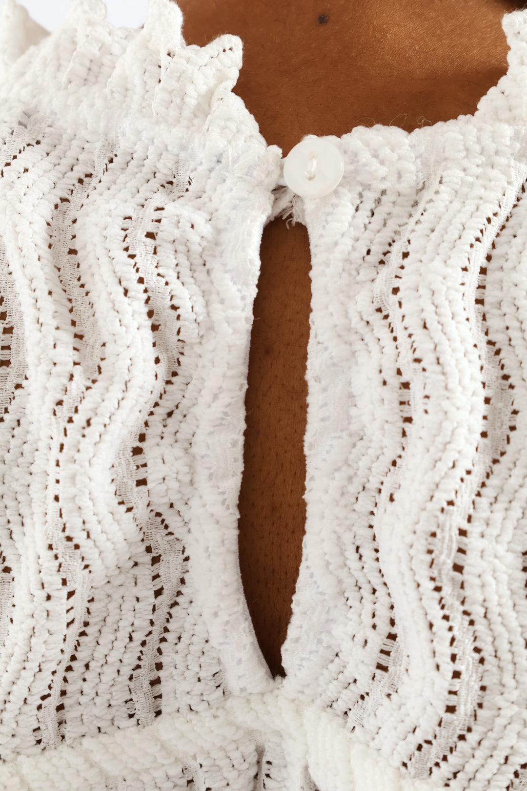 Frill Hi Neck Tank Top - White