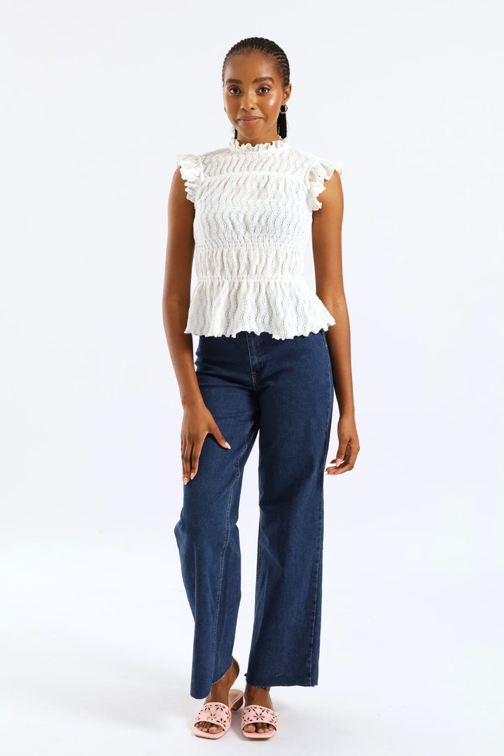 Hi-Rise Wide Raw Hem Wide Leg Jean - Dark Wash