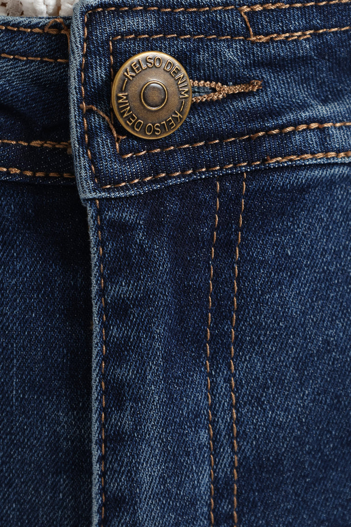 Hi-Rise Wide Raw Hem Wide Leg Jean - Dark Wash