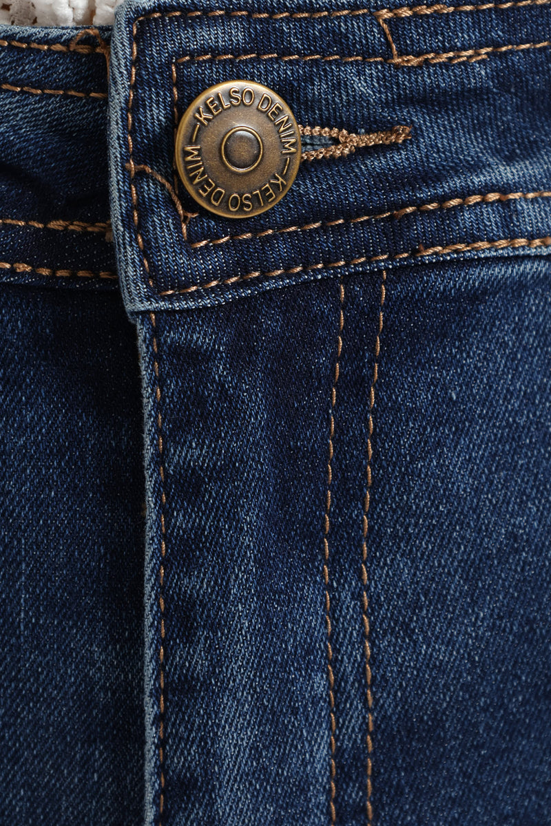 Hi-Rise Wide Raw Hem Wide Leg Jean - Dark Wash