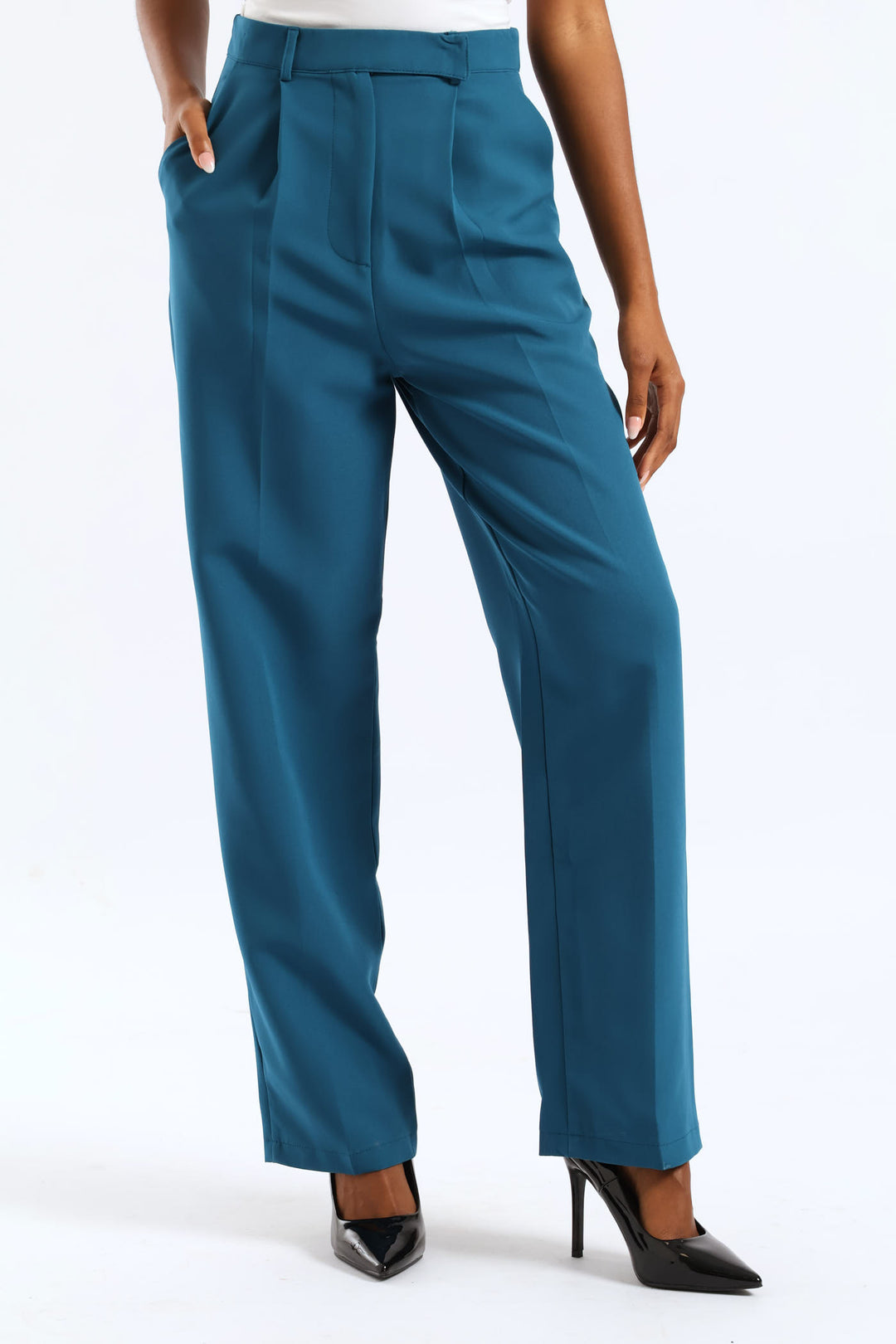 Extended Tab Wide Leg Pant - Teal
