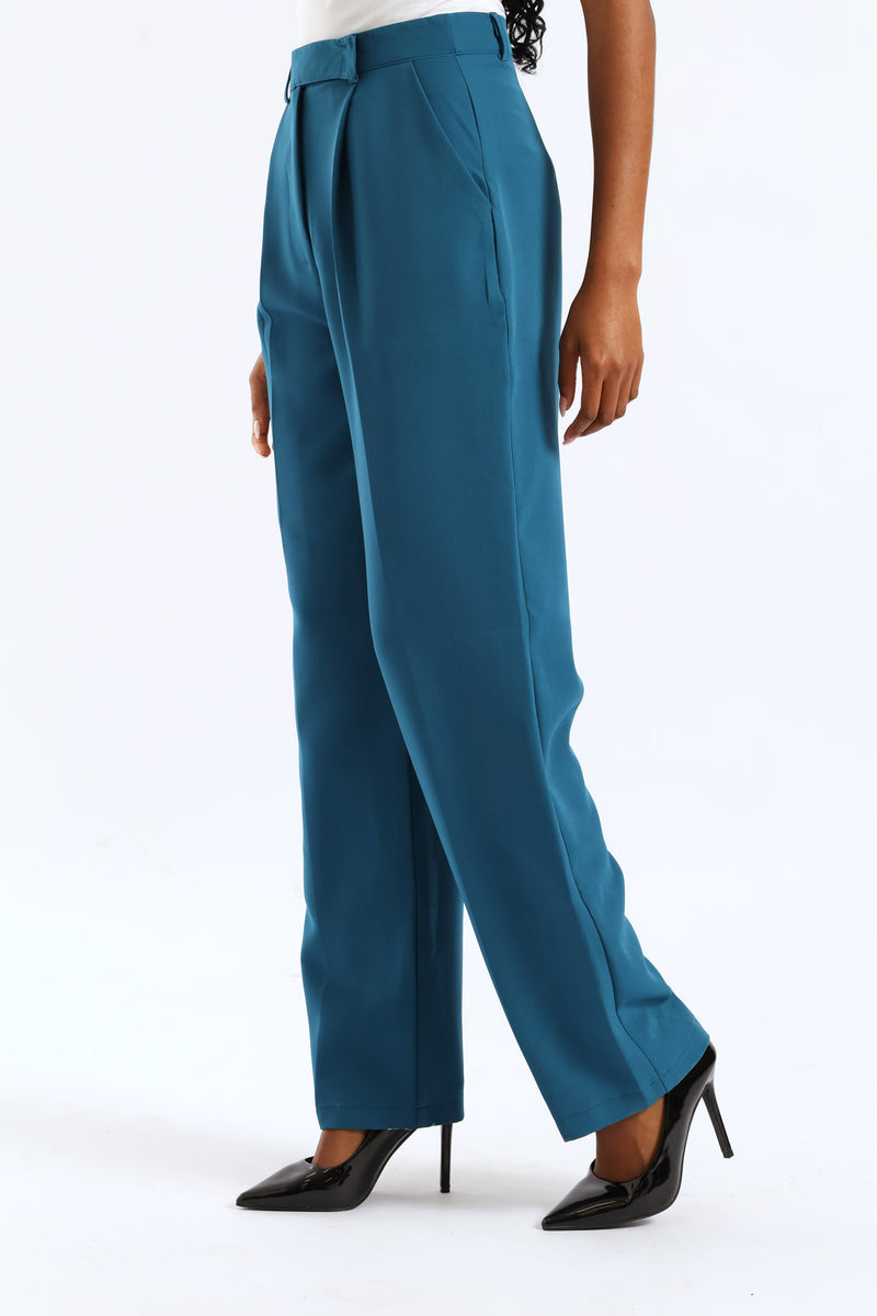Extended Tab Wide Leg Pant - Teal