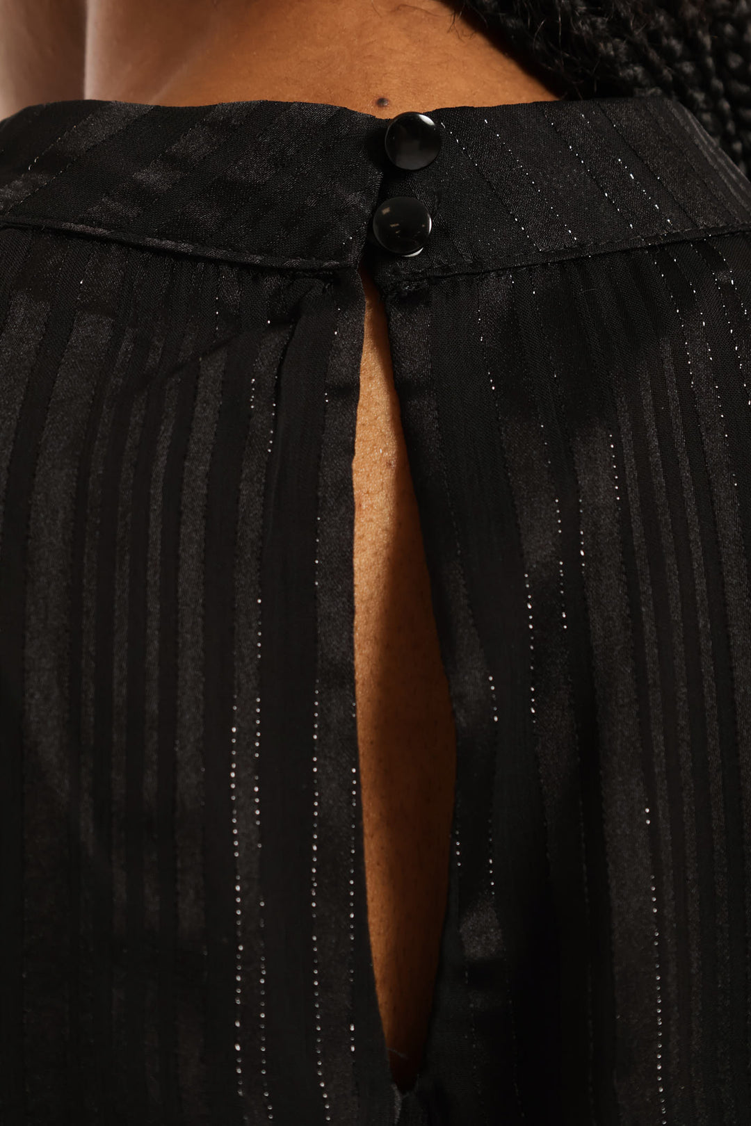 Hi Neck Keyhole Blouse - Black