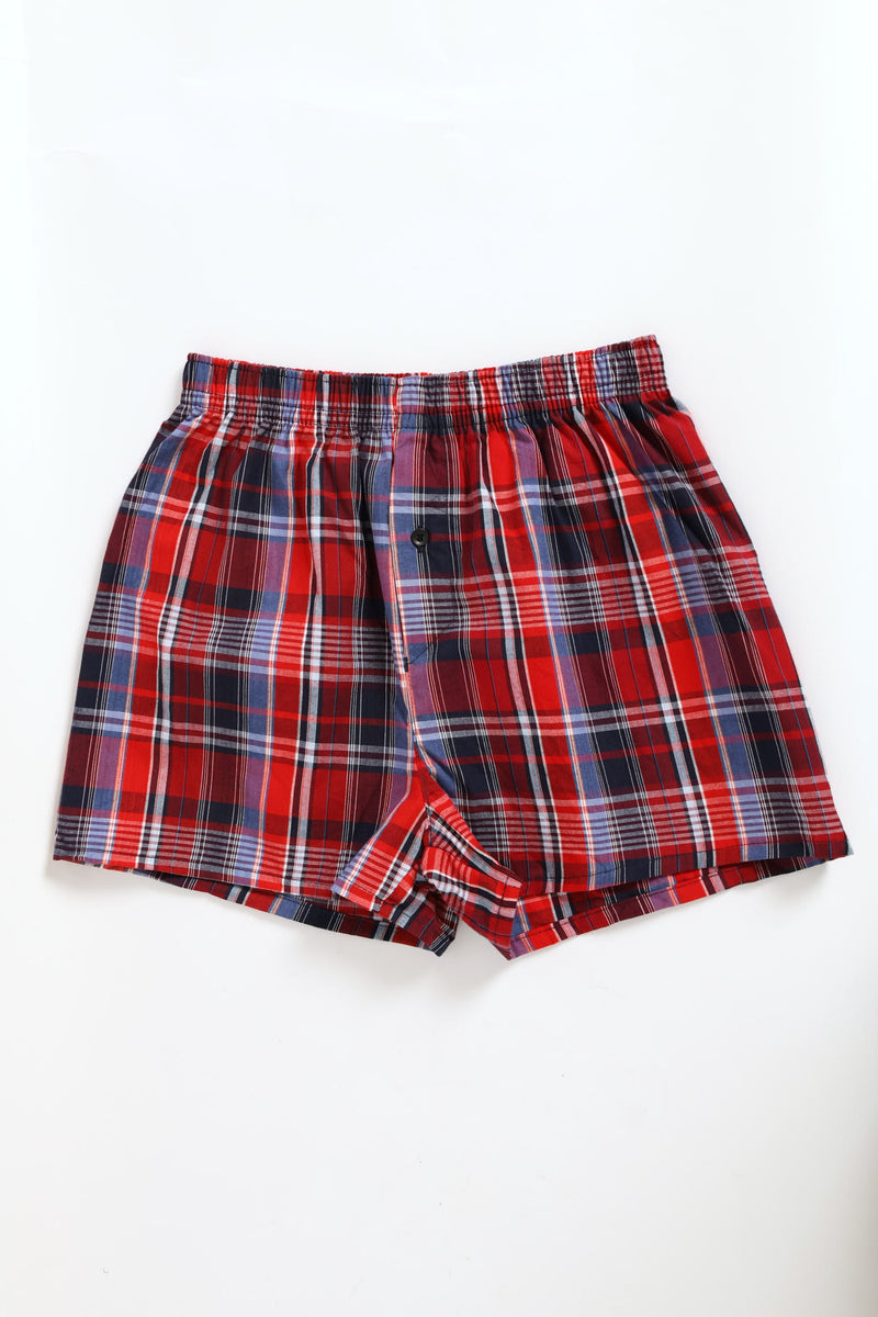 Single Big Check Boxer - Red/Mid Blue