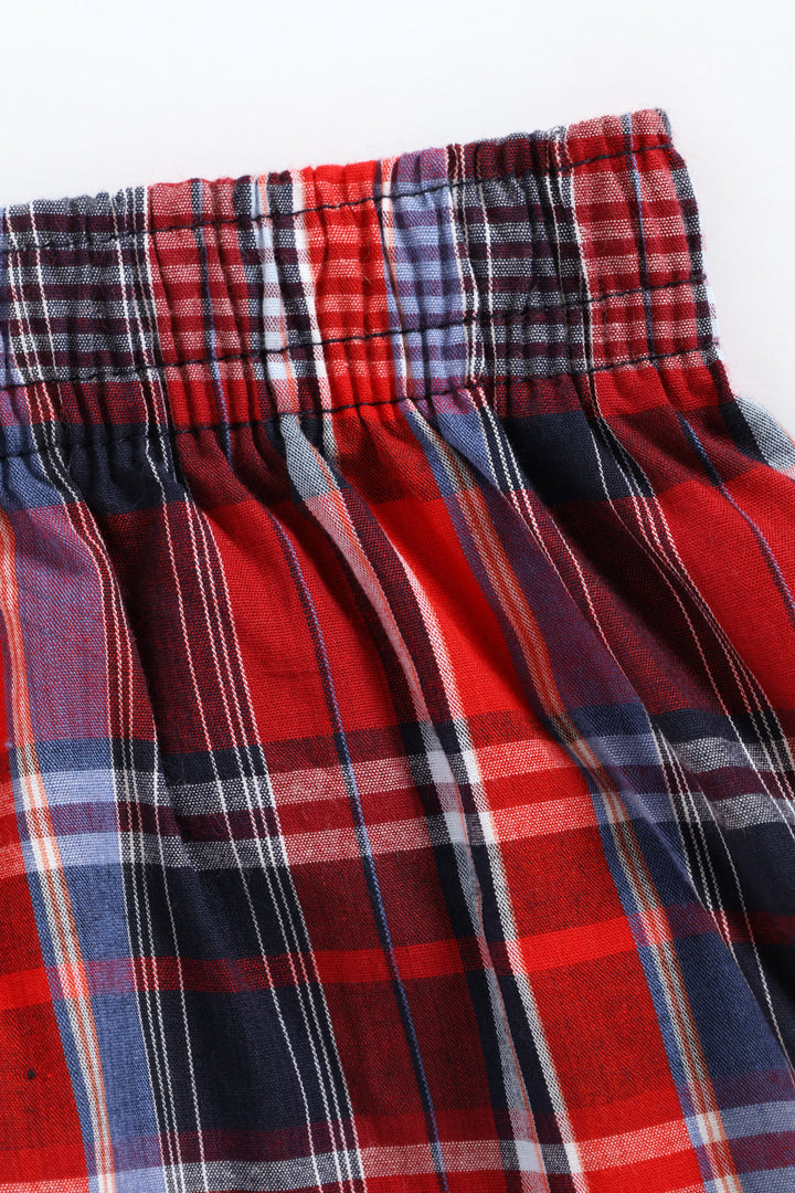 Single Big Check Boxer - Red/Mid Blue