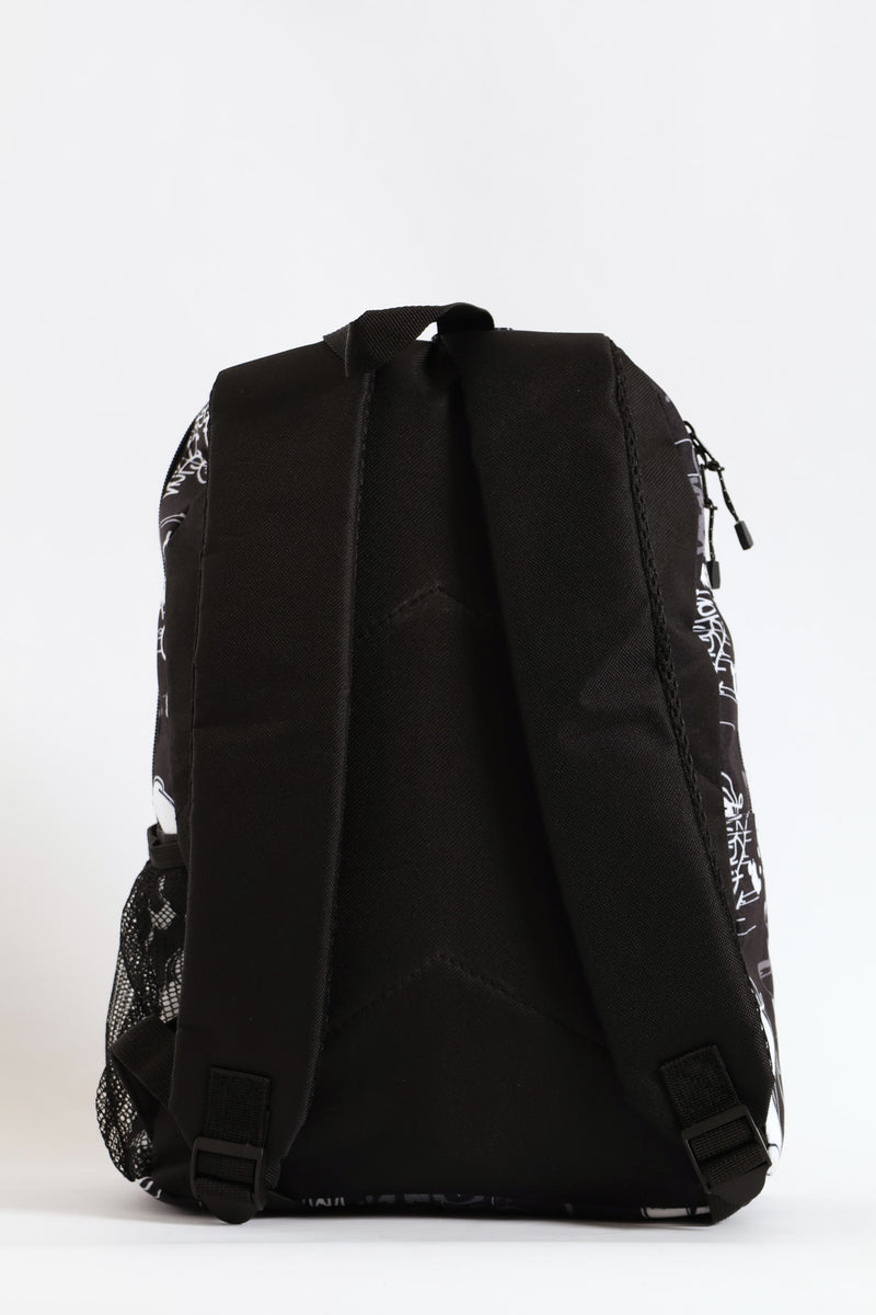 Boys Graffiti Backpack - Black/White