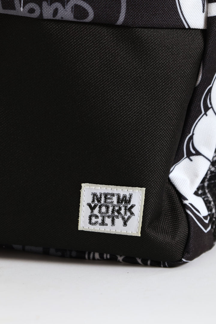 Boys Graffiti Backpack - Black/White
