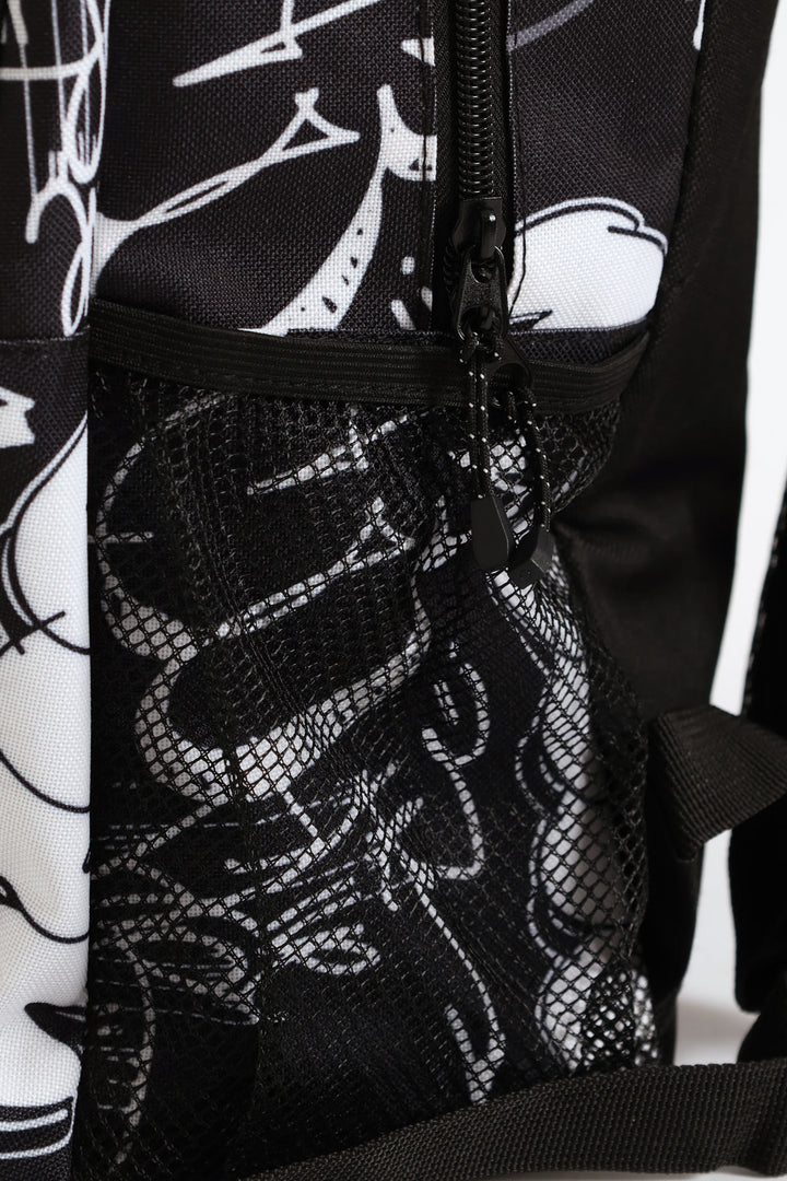 Boys Graffiti Backpack - Black/White