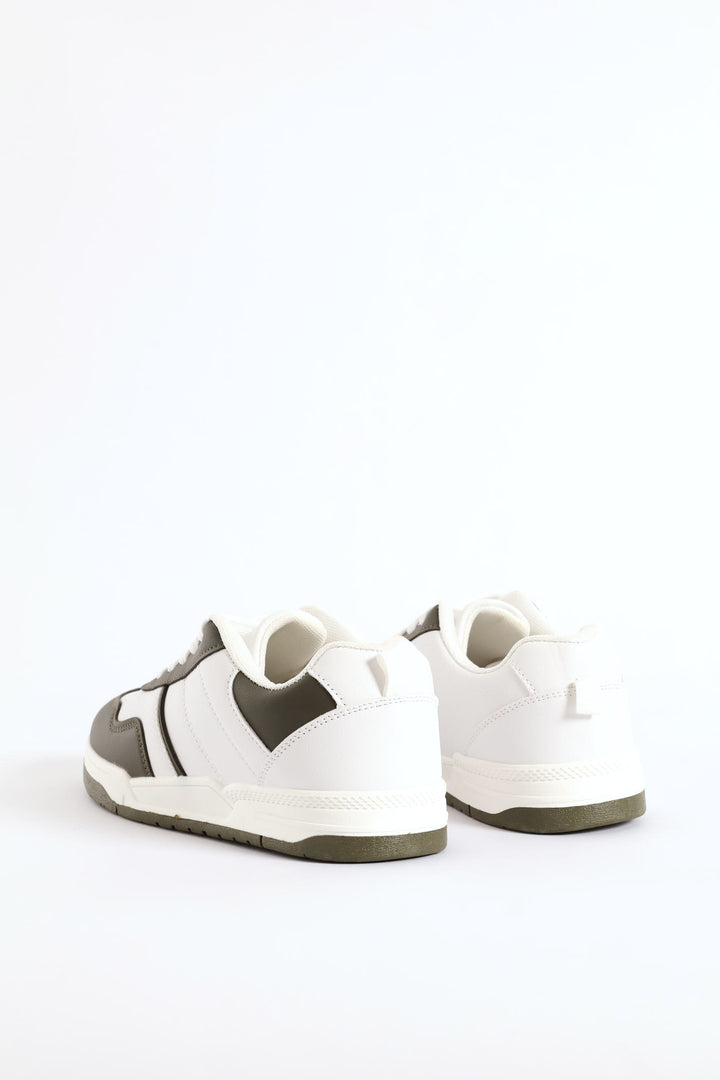 Boys Court Sneaker - White/Olive