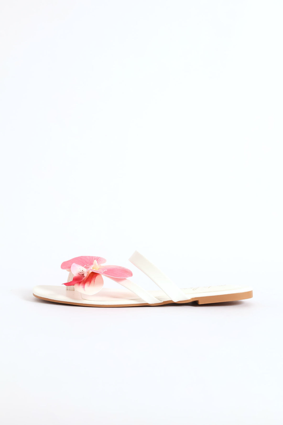 Orchid Flower Toe Post Sandal - White/Pink
