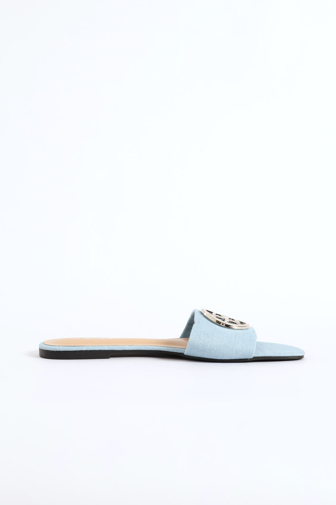 Trim Detail Single Band Mule Sandal - Denim