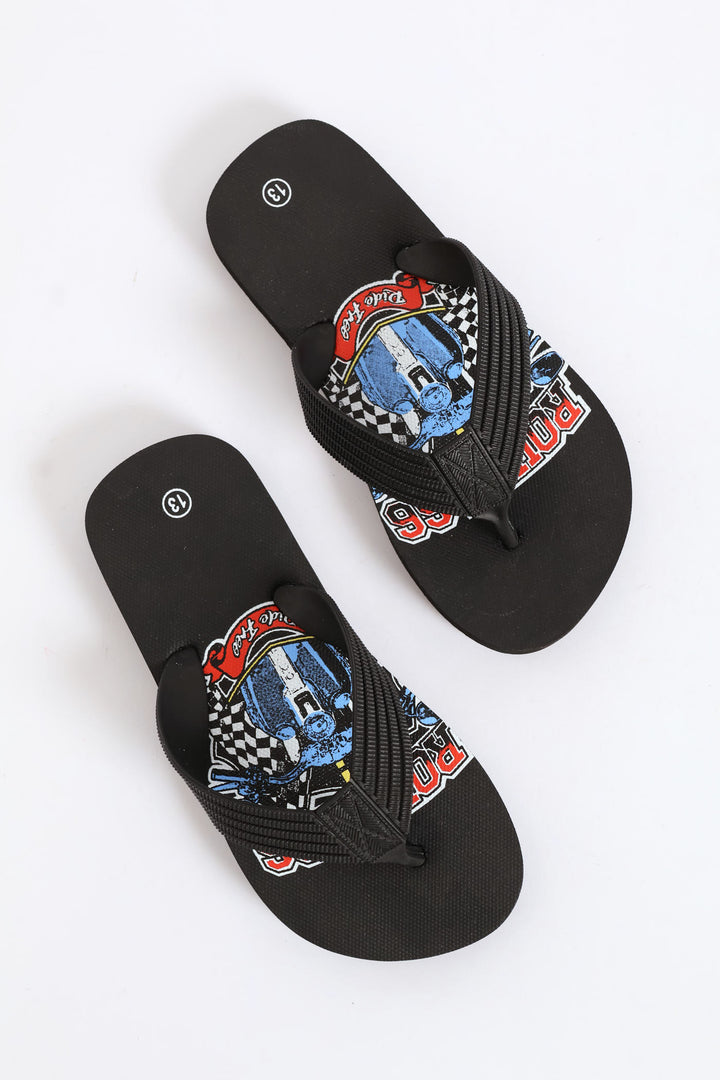 Boys Route 66 Thong Sandal - Black