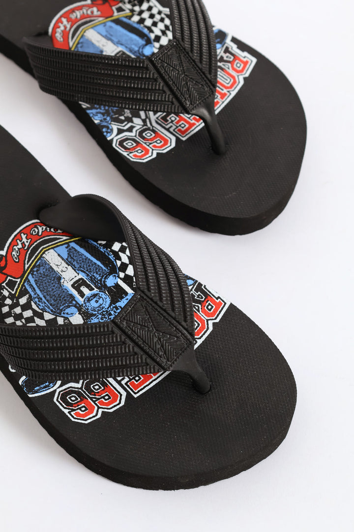Boys Route 66 Thong Sandal - Black