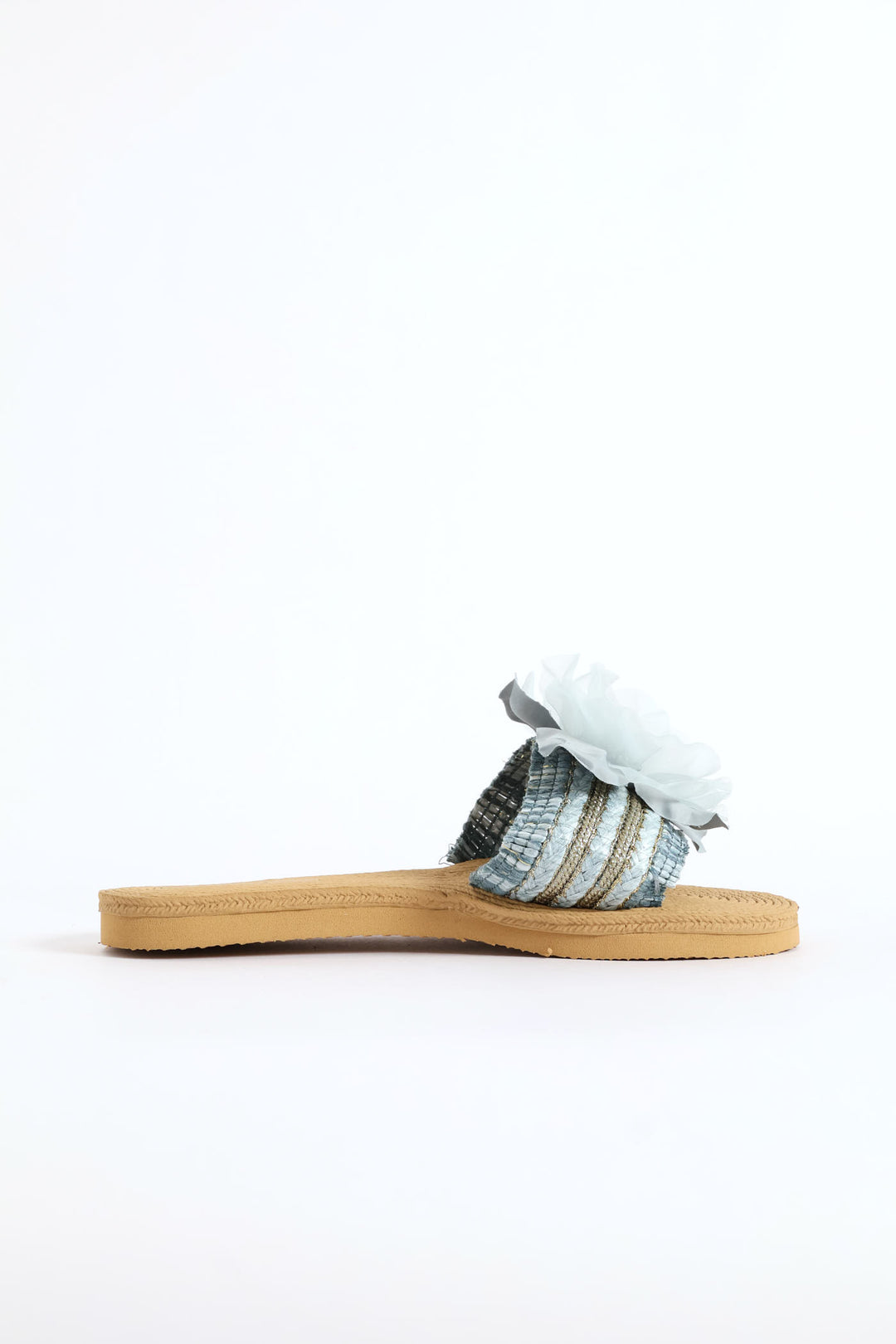 Floral Weave Single Band Mule Sandal - Blue