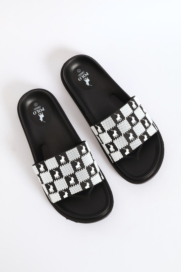 Monogram Pool Sandal - Black/White