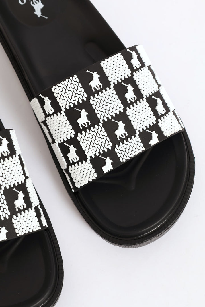 Monogram Pool Sandal - Black/White