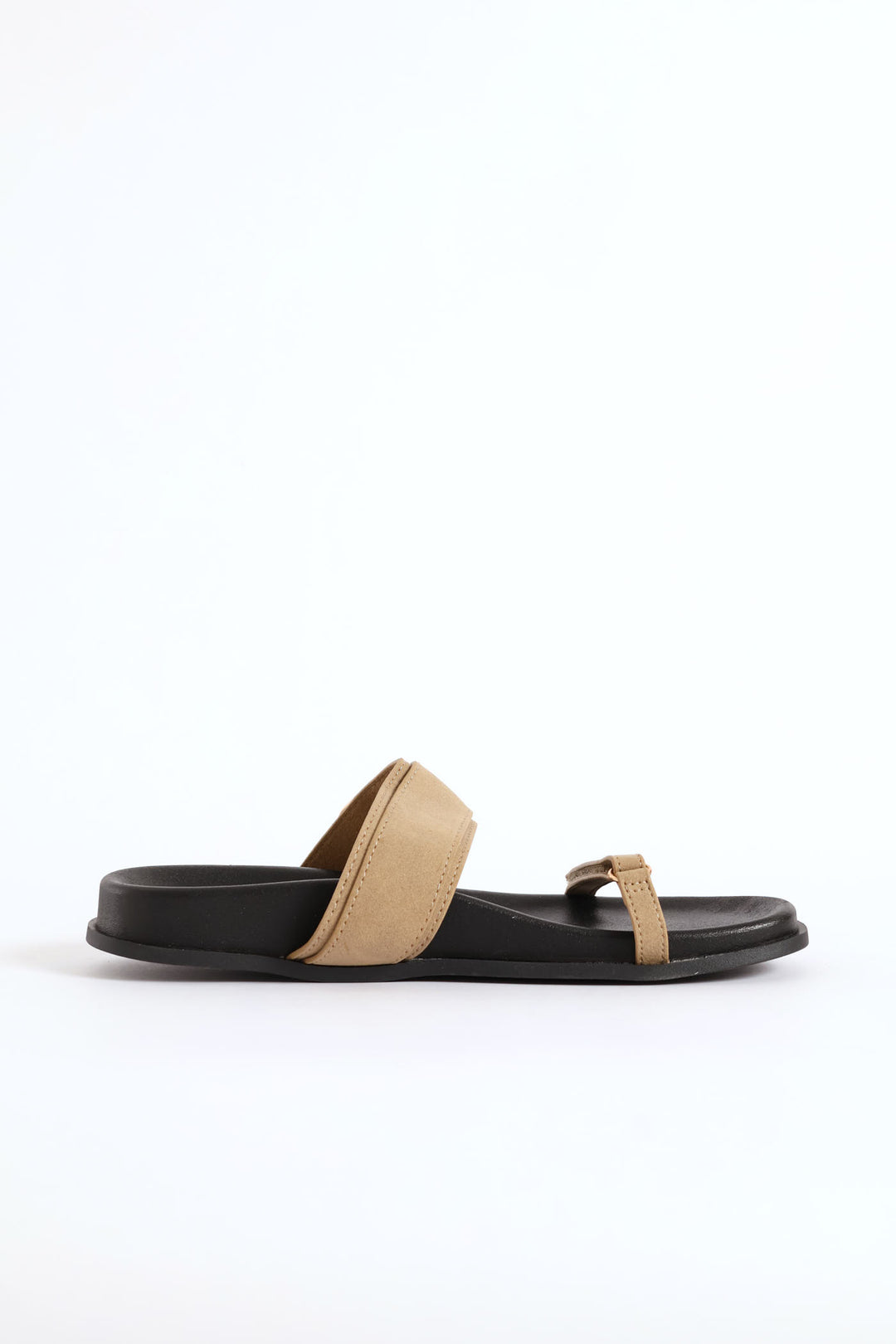 Wide And Narrow Band Slide Sandal - Stone