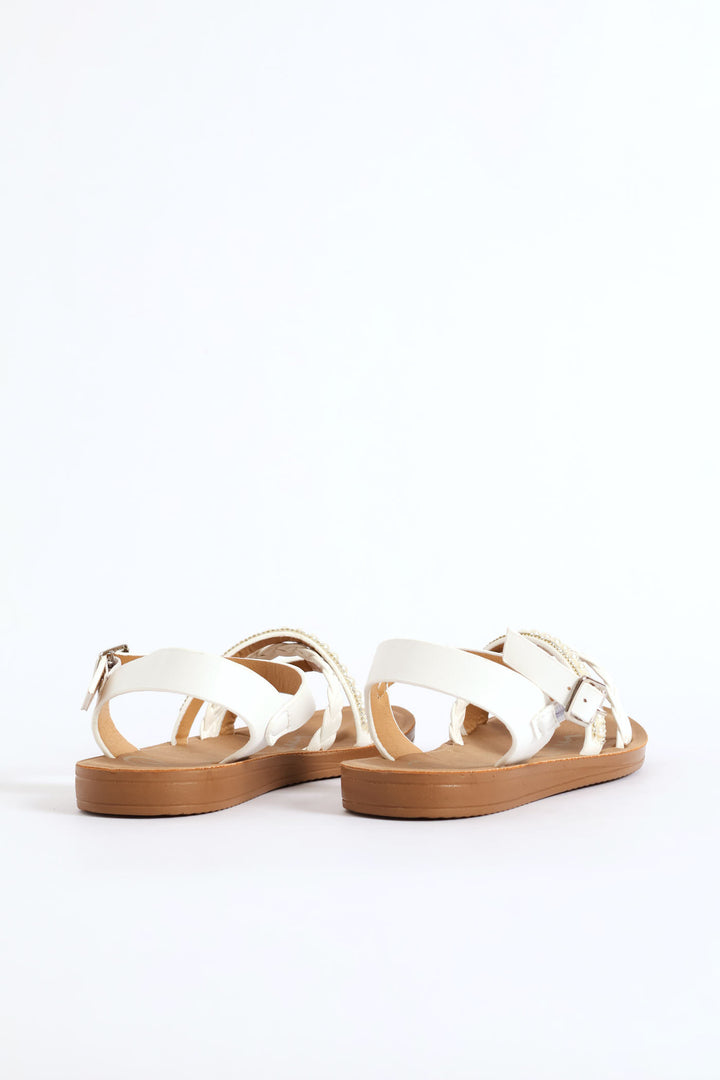 Girls Pearl Comfort Sandal - White