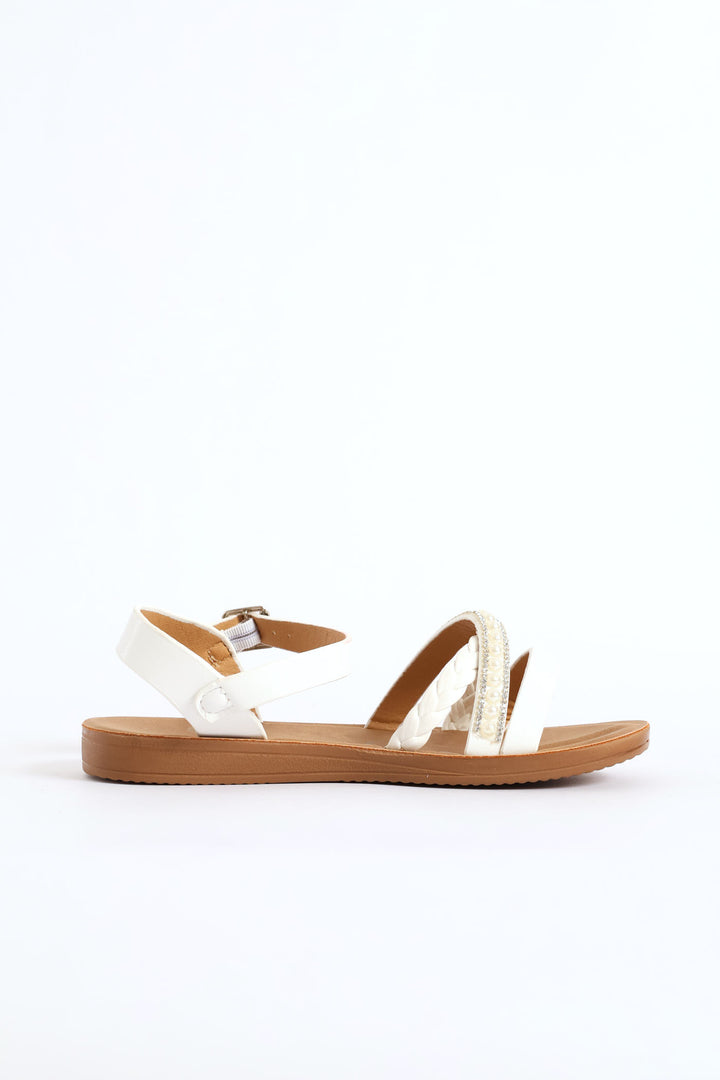 Girls Pearl Comfort Sandal - White