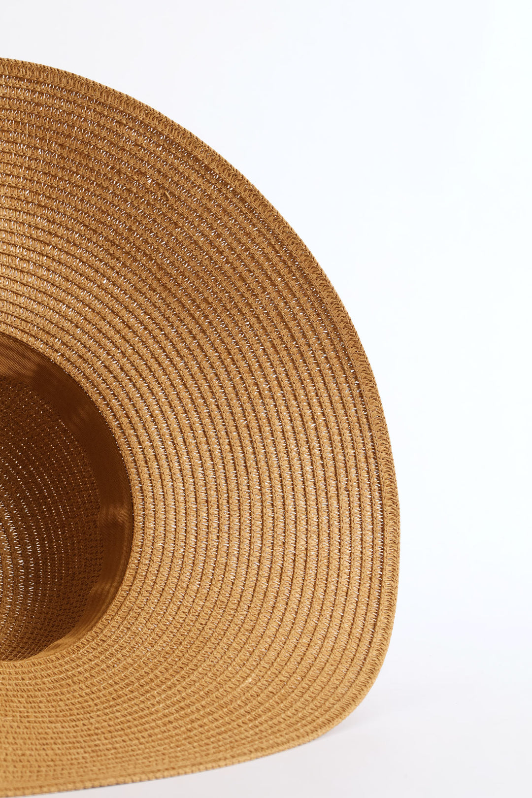 Shell Detail Turn Down Straw Hat - Tan