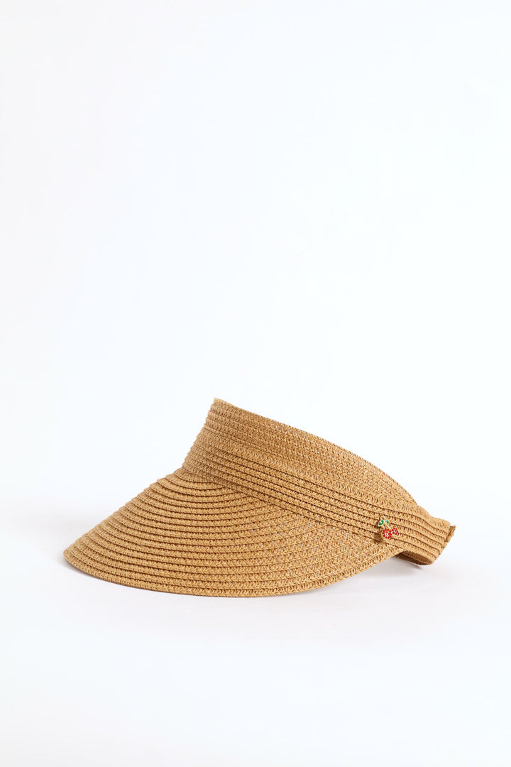 Cherry Embellishment Visor - Tan