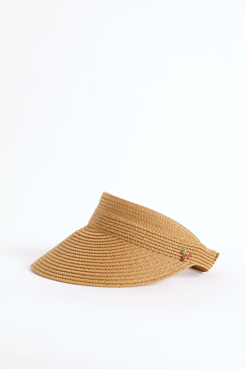 Cherry Embellishment Visor - Tan