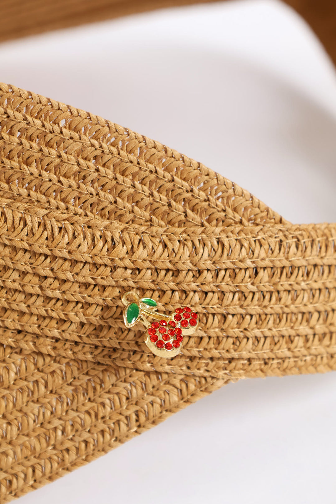 Cherry Embellishment Visor - Tan