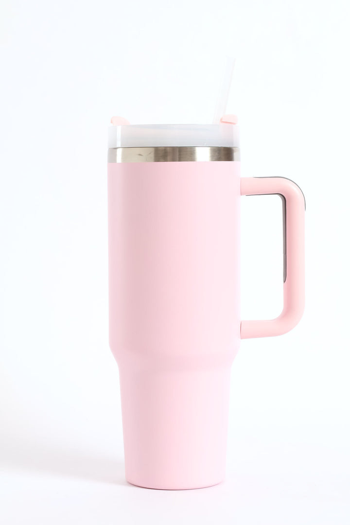 Plain Large Metal 1200ml Travel Flask - Light Pink