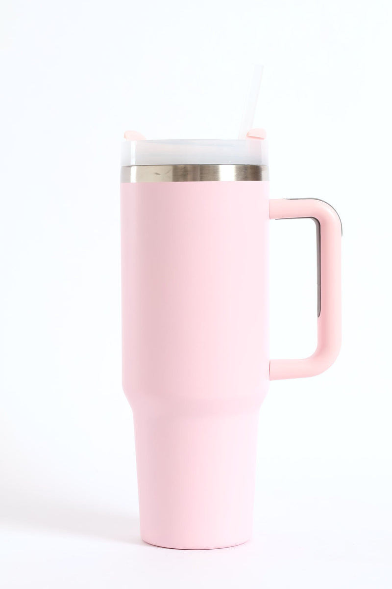 Plain Large Metal 1200ml Travel Flask - Light Pink