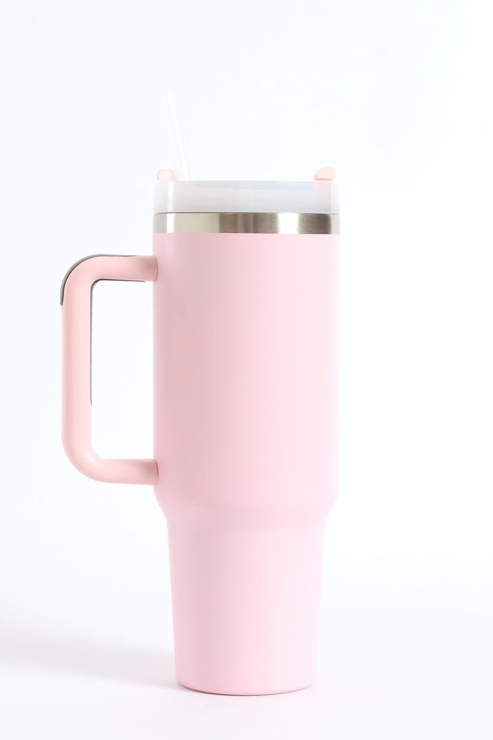 Plain Large Metal 1200ml Travel Flask - Light Pink