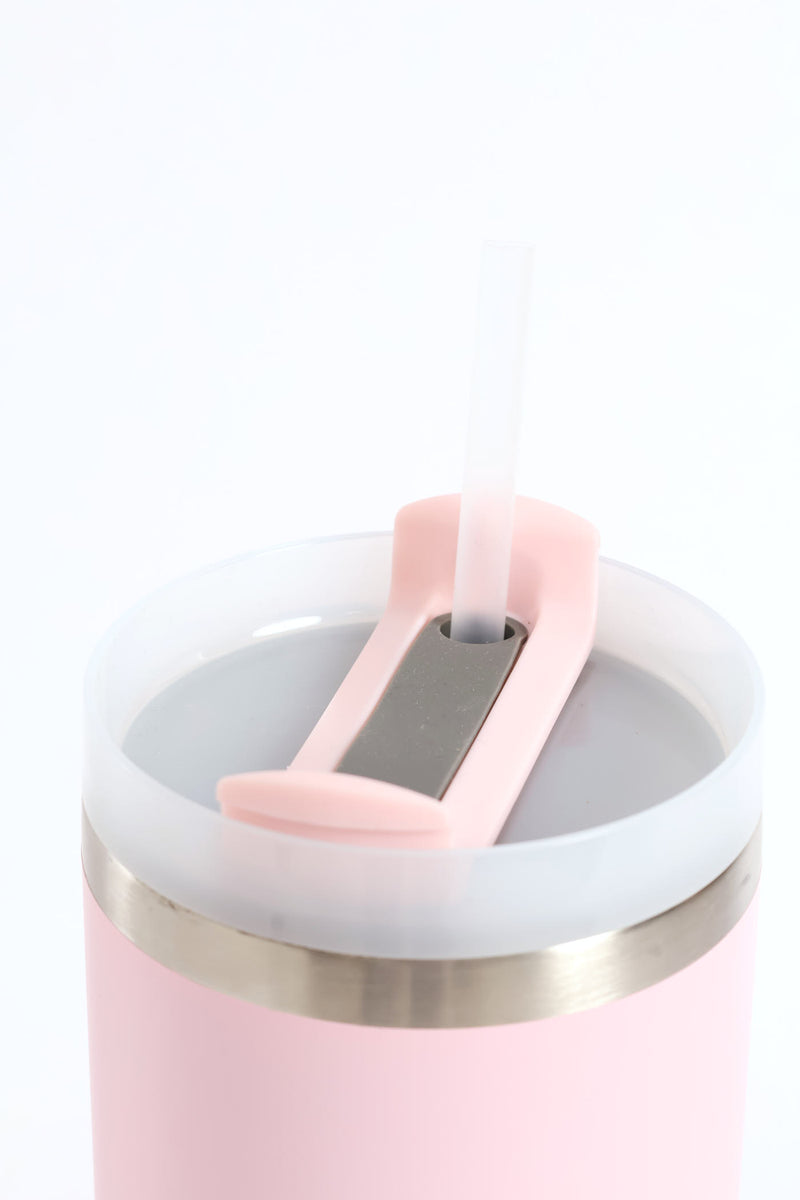 Plain Large Metal 1200ml Travel Flask - Light Pink