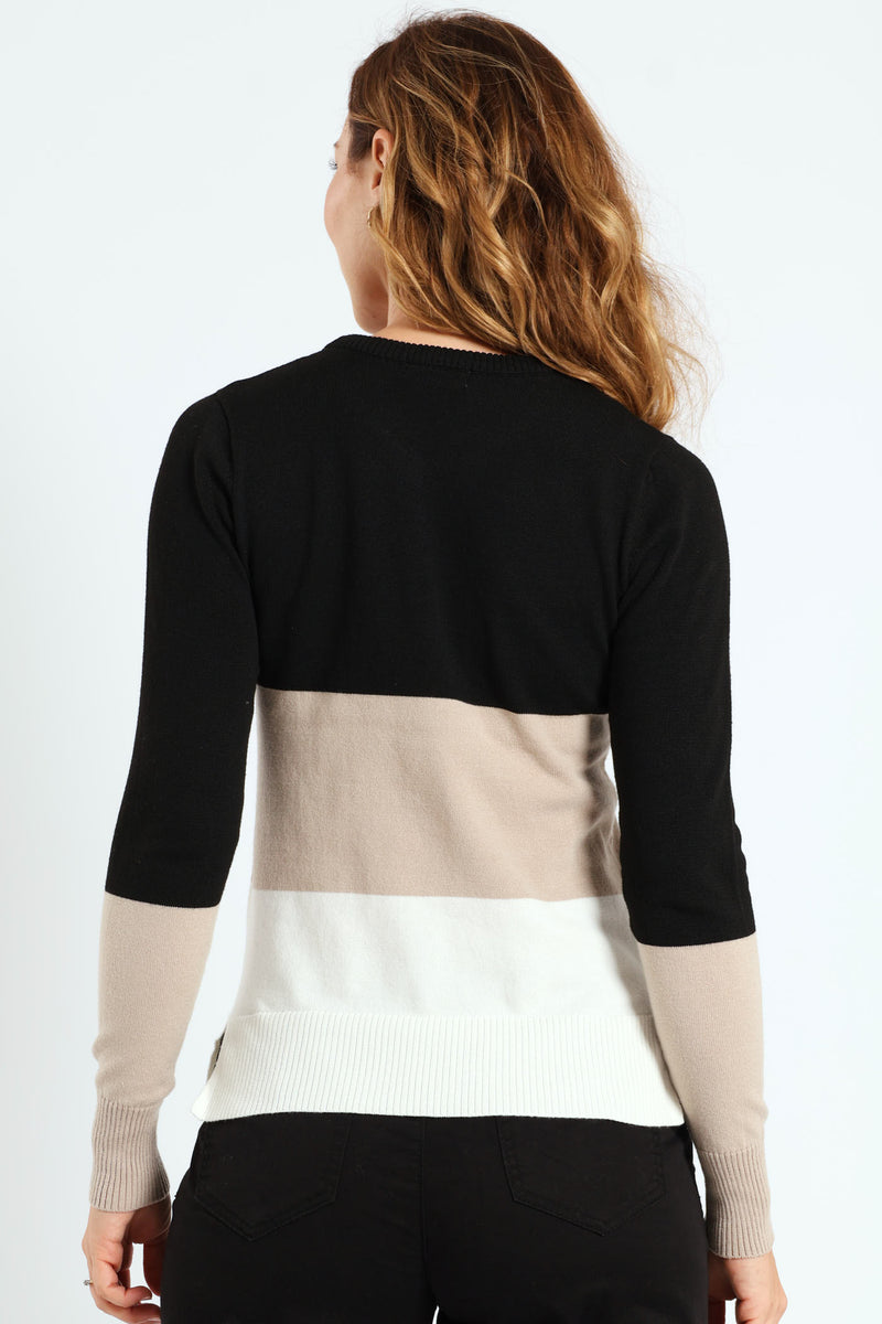 Bold Stripe Pullover - Nude